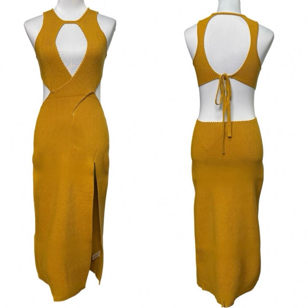 NWT for Love & Lemons Maggie Marigold Midi Cut-Out Dress